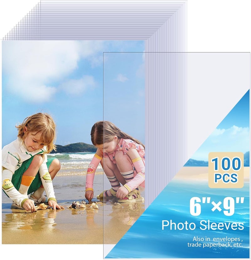 Zofly 6x9 Photo Sleeves (100 ct) – Top Loading Clear Plastic Sleeve – Acid Free, No PVC – Soft Sheet Protectors for Photos, Jumbo Card Sleeves – Fits Albums, Storage & Magazine Protectors for Collectors - Image 1